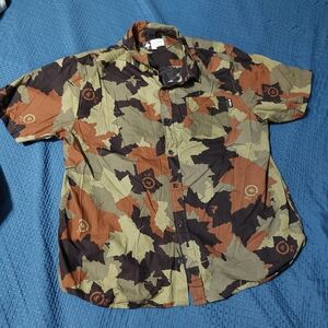 LRG Camouflage Leaf Pattern Shirt - Black, Brown, Green
